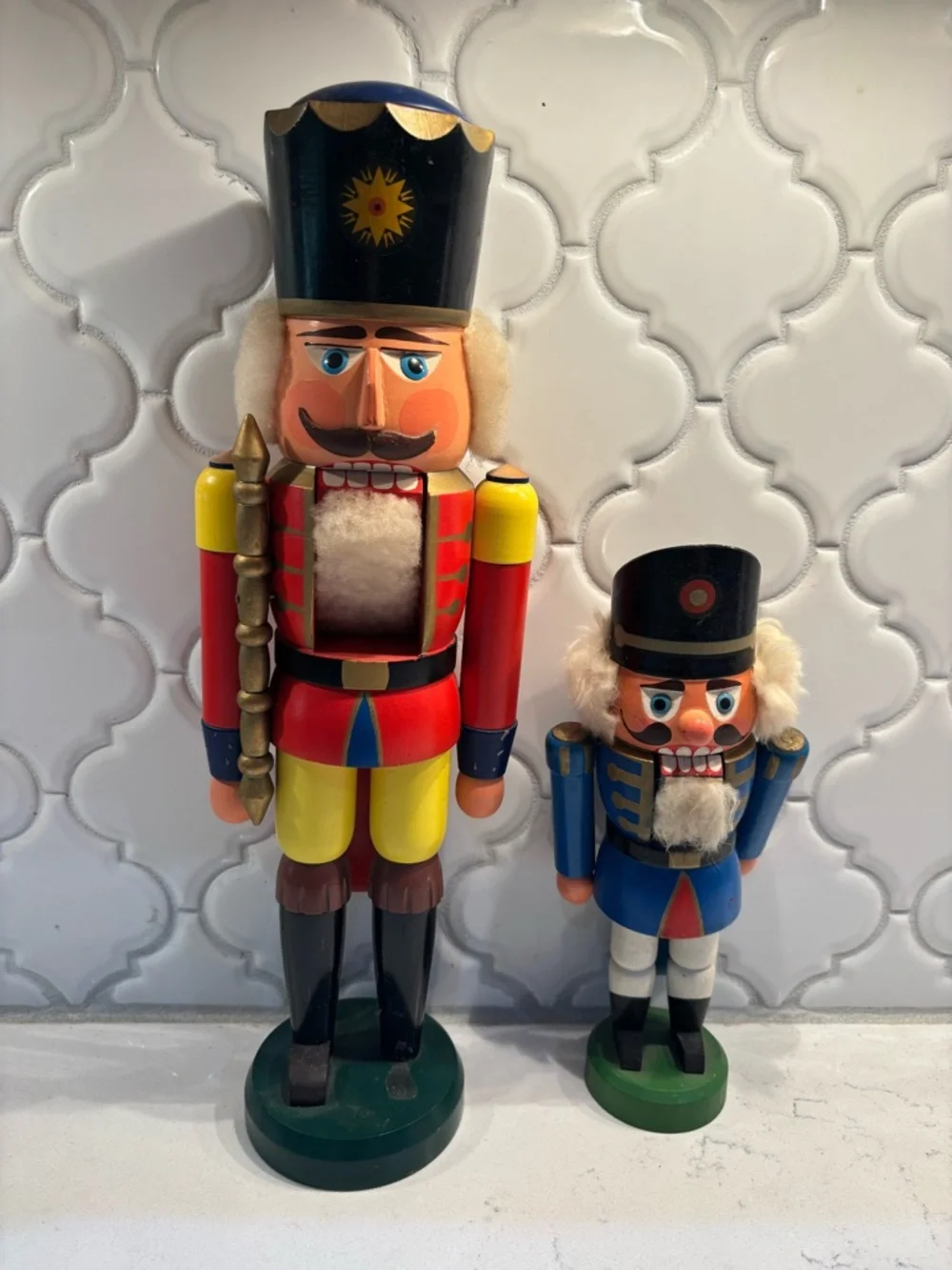 Vintage German Erzgebirge wooden nutcrackers King and soldier figures